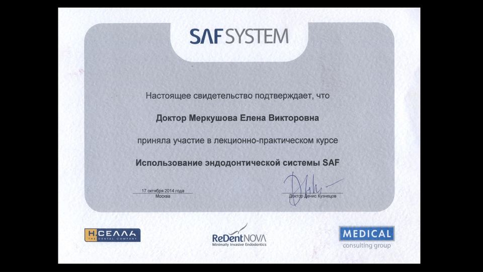 Использование эндодонтической системы SAF. 2014