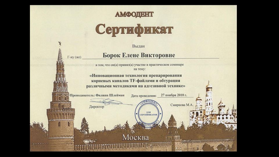 Препарирование корневых каналов TF-файлами. Амфодент, 2010