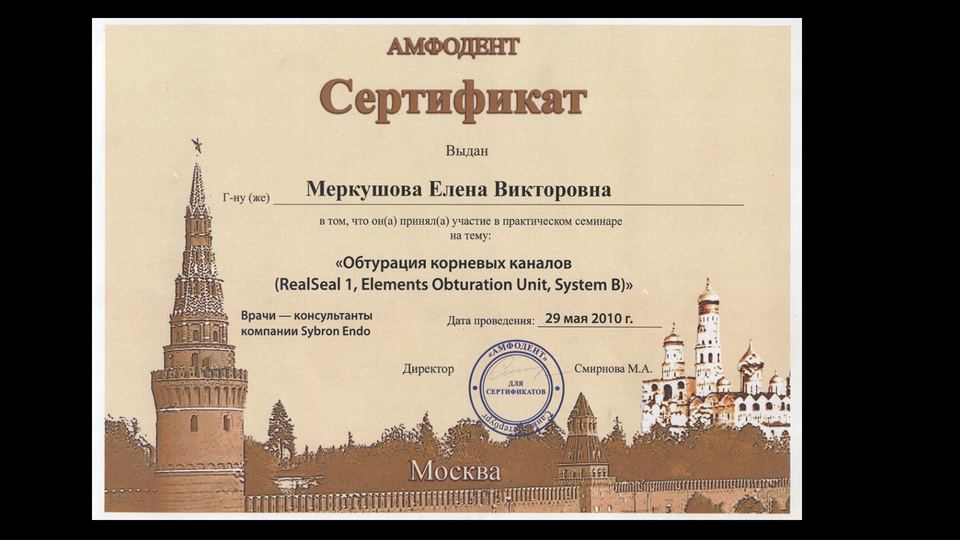 Обтурация корневых каналов. Амфодент, 2010